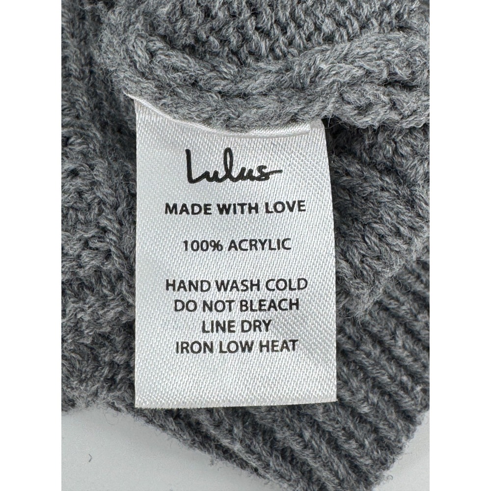 Lulus Sweater Womens XS Gray Cable Knit Turtleneck Cropped Cozy Warm Winter - Picture 10 of 12
